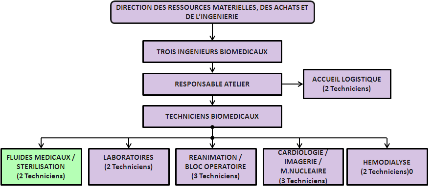 Organigramme du service biomdical du CHU Poitiers