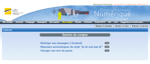 La gestion du compte Webmail par Tuttifruti