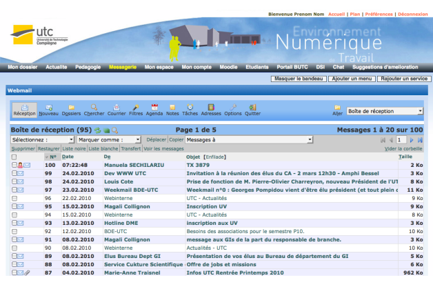 L'interface Webmail