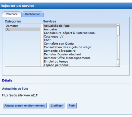 Sélection pour rajouter un service