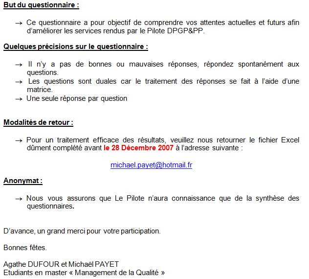Introduction questionnaire CEM