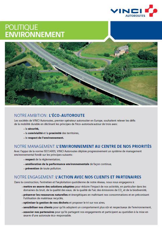 Annexe
            2 : Politique Environnement VINCI Autoroutes