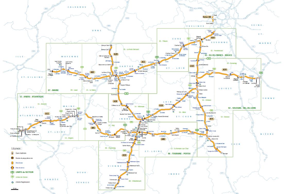 Figure 3 :
                  Carte du r��seau exploit�� par Cofiroute au 31/12/2011