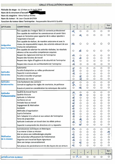 Grille d'évaluation entreprise