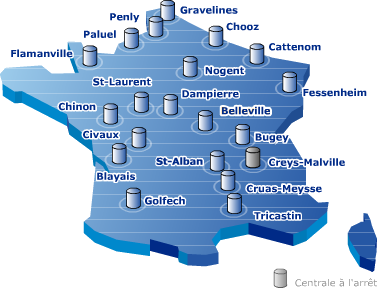 Carte des centrales nucléaires EDF en France						 		Carte des centrales nucléaires EDF en France